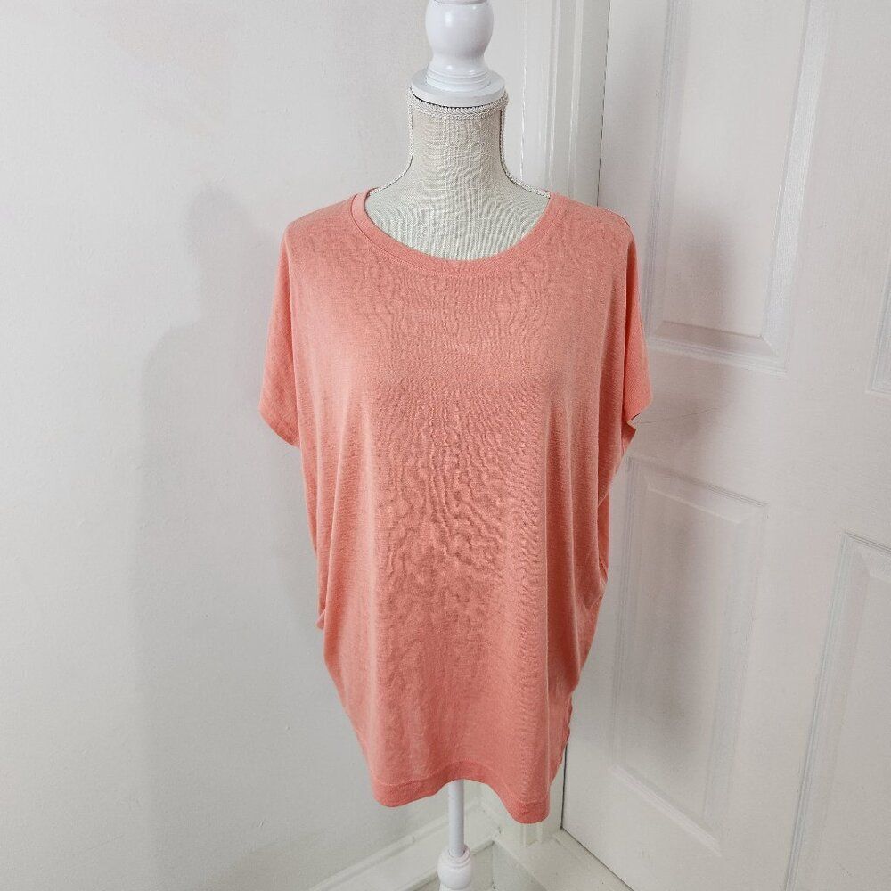 Athleta Top Womens M Pink Release Tee Slouchy Resortwear Beachy Coastal Travel